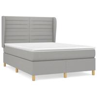 Boxspring met matras stof lichtgrijs 140x200 cm - thumbnail