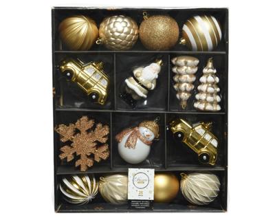 Kerstballen Set Plastic Goud Parel en Wit 25-delig Kerstballen Set Plastic Goud Parel en Wit 25-delig