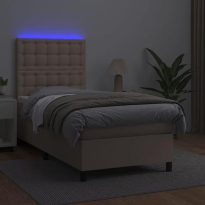 Boxspring met matras en LED kunstleer cappuccinokleur 160x200cm