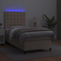Boxspring met matras en LED kunstleer cappuccinokleur 160x200cm - thumbnail