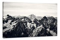 Schilderij -Zwart witte Bergtoppen, Zwitserse Alpen, 90x60cm - thumbnail