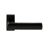Hardbrass Deurkruk Rhodos op rechthoekig rozet - zwart - thumbnail