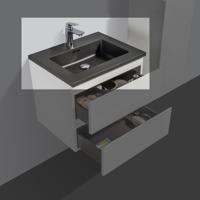 Wastafel kwartsteen Tieme mat zwart met kraangat - thumbnail