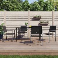 Tuinstoelen 4 st 54x62,5x89 cm poly rattan zwart - thumbnail