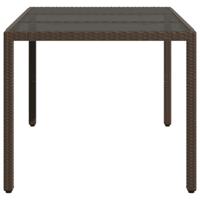 Tuintafel met glazen blad 150x90x75 cm poly rattan bruin - thumbnail