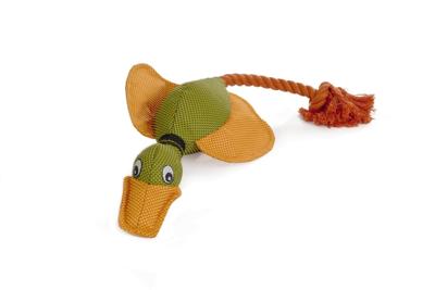 Canvas hondenspeeltje eend met koord oranje 45 cm Canvas hondenspeeltje eend met koord oranje 45 cm