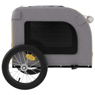 VidaXL Hondenfietstrailer oxford stof en ijzer geel en grijs - thumbnail