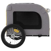 Hondenfietstrailer oxford stof en ijzer geel en grijs - thumbnail
