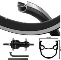 Kgs voorwiel 28 inch (622) velg zwart spaken zwart rollerbrake vaste as - thumbnail