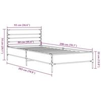Bedframe bewerkt hout en metaal bruin eikenkleurig 90x200 cm - thumbnail