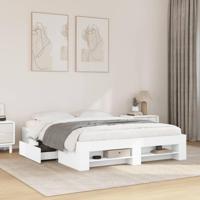Bedframe bewerkt hout wit 150x200 cm - thumbnail