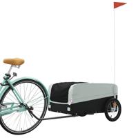 VidaXL Fietstrailer 45 kg ijzer zwart en grijs - thumbnail