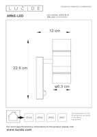 Lucide ARNE-LED IR - Wandspot / Wandlamp Binnen/Buiten - Ø 6,3 cm - LED - GU10 - 2x5W 2700K - IP44 - Beweging & dag/nacht sensor - Mat chroom - thumbnail