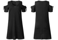 T-shirt jurk met open schouders nu in de sale - thumbnail