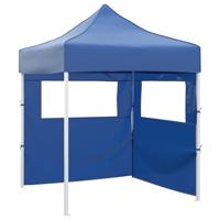 VidaXL Partytent met 2 zijwanden inklapbaar 2x2 m staal blauw - thumbnail