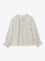 Blouse voor meisjes van katoenen gaas CYRILLUS ecru - thumbnail