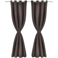 VidaXL Gordijn met metalen ringen verduisterend 270x245 bruin - thumbnail