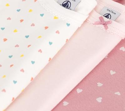 Set van 3 rompertjes met korte mouwenmet kleine hartjes voor baby's PETIT BATEAU wit Set van 3 rompertjes met korte mouwenmet kleine hartjes voor baby's PETIT BATEAU wit