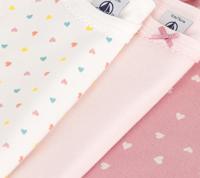 Set van 3 rompertjes met korte mouwenmet kleine hartjes voor baby's PETIT BATEAU wit - thumbnail