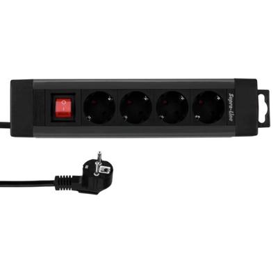 REV 0014412513 Stekkerdoos met schakelaar 4-voudig Zwart, Antraciet Randaarde stekker 1 stuk(s)