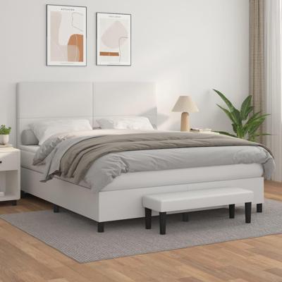 Boxspring met matras kunstleer wit 160x200 cm