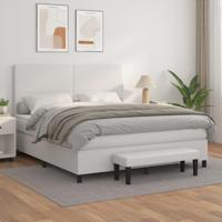 Boxspring met matras kunstleer wit 160x200 cm - thumbnail