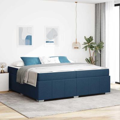 Bedframe met matras Blauw 200 x 200 cm Stof