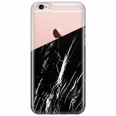 iPhone 6/6s transparant hoesje - Marmer zwart schuin