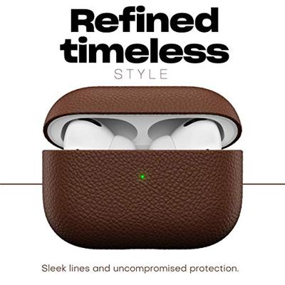 KeyBudz Artisan leren beschermhoes voor Apple AirPods Pro case, etui, lederen tas, oortelefoon accessoires, bruin