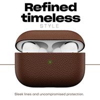 KeyBudz Artisan leren beschermhoes voor Apple AirPods Pro case, etui, lederen tas, oortelefoon accessoires, bruin - thumbnail
