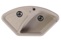 Sapho spoelbak 105x56cm met kraangat beige graniet - thumbnail