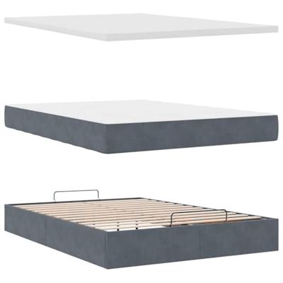 Ottoman bed met matras en LED's 140x200cm fluweel donkergrijs