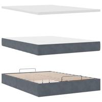 Ottoman bed met matras en LED's 140x200cm fluweel donkergrijs - thumbnail