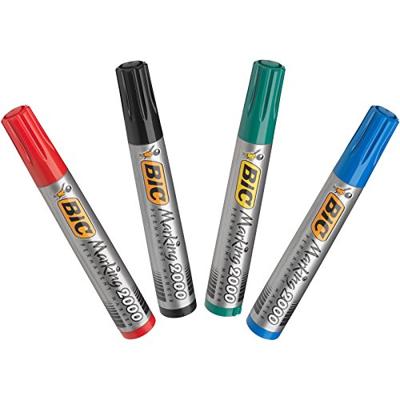 Bic permanent marker 2000, doos met 4 stuks in geassorteerde kleuren Bic permanent marker 2000, doos met 4 stuks in geassorteerde kleuren