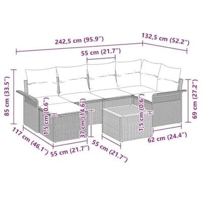 Tuinbankenset met kussen 7 pcs Beige poly rattan