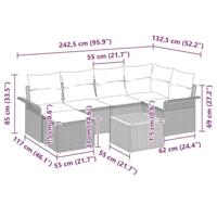 Tuinbankenset met kussen 7 pcs Zwart poly rattan - thumbnail