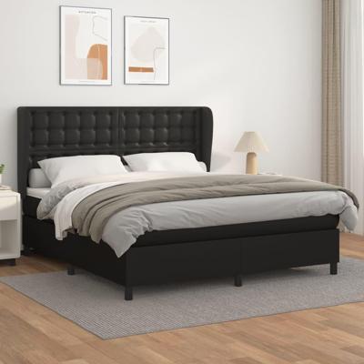 Boxspring met matras kunstleer zwart 180x200 cm