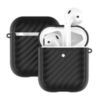 Voor Apple Airpods Wave Texture TPU draadloze oortelefoon beschermhoes zonder oortelefoon (zwart) - thumbnail