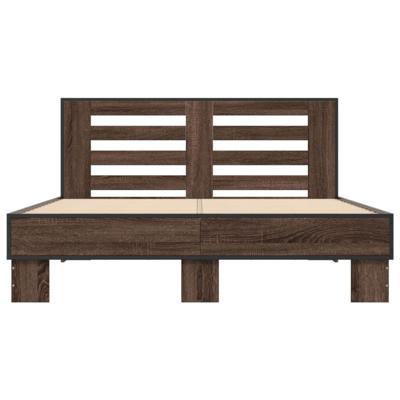 Bedframe bewerkt hout metaal bruin eikenkleur 120x200 cm