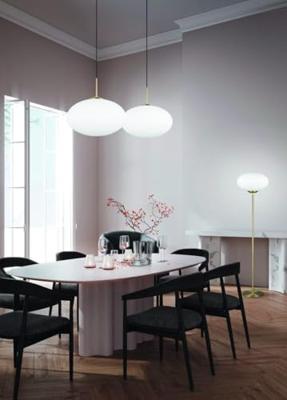 Trio Ovale hanglampFomento Ø 40cm - messing met wit glas - 363190108