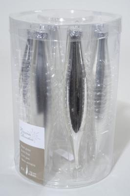 6 kerstpegels zilver glans-mat - Ksd