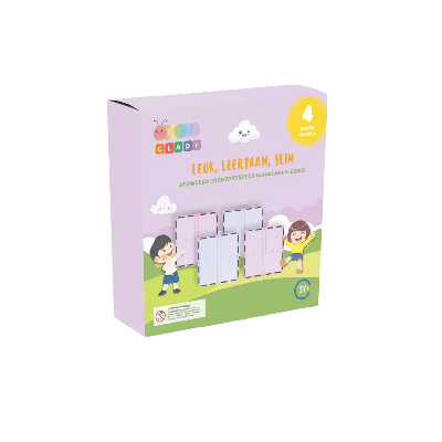 Gladi Magnetisch Speelgoed - Uitbreidingsset - Magnetic Tiles - 4 grote tegels