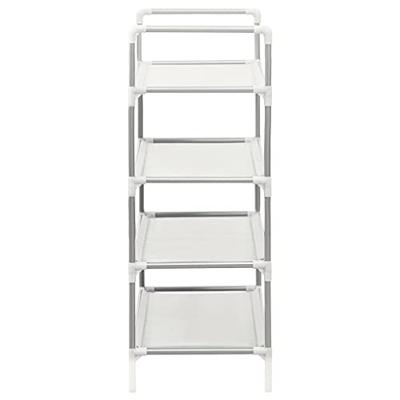 VidaXL Schoenenrek met 4 schappen metaal en nonwoven stof zilverkleur