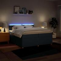 Boxspring met matras stof blauw 200x200 cm - thumbnail