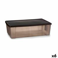 Opbergbak met Deksel Stefanplast Elegance Bruin Plastic 30 L 38,5 x 17 x 59,5 cm (6 Stuks) - thumbnail
