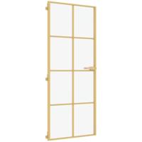VidaXL Binnendeur smal 83x201,5 cm gehard glas en aluminium goudkleur - thumbnail