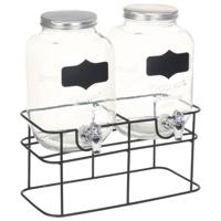 VidaXL Drankdispensers 2 st met standaard 2 x 4 l glas - thumbnail