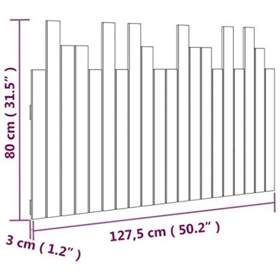 Hoofdbord wandmontage 127,5x3x80 cm massief grenenhout zwart Hoofdbord wandmontage 127,5x3x80 cm massief grenenhout zwart