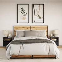 Nachtkastjes met LED's 2 st wandgemonteerd zwart - thumbnail