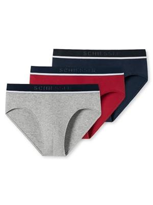 Schiesser Rio slips 95/5 rood-blauw-grijs 3-pack